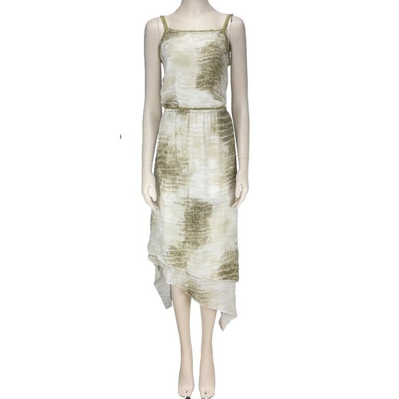 JACQUES RUC Boho Set Assymmetrical Skirt Cami  Fairycore Green White sz 10 - Picture 1 of 10
